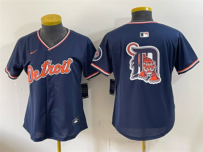 Women's Detroit Tigers Team Big Logo Navy 2026 Alternate Vapor Premier Limited Stitched Baseball Jersey(Run Small) Women's Detroit Tigers Team Big Logo Navy 2026 Alternate Vapor Premier Limited Stitched Baseball Jersey(Run Small)
